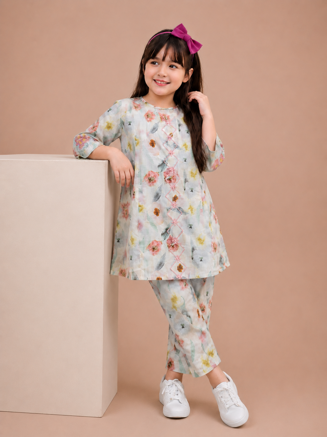 Blush Garden Premium Lawn Cotton Co-Ord Set for Girls